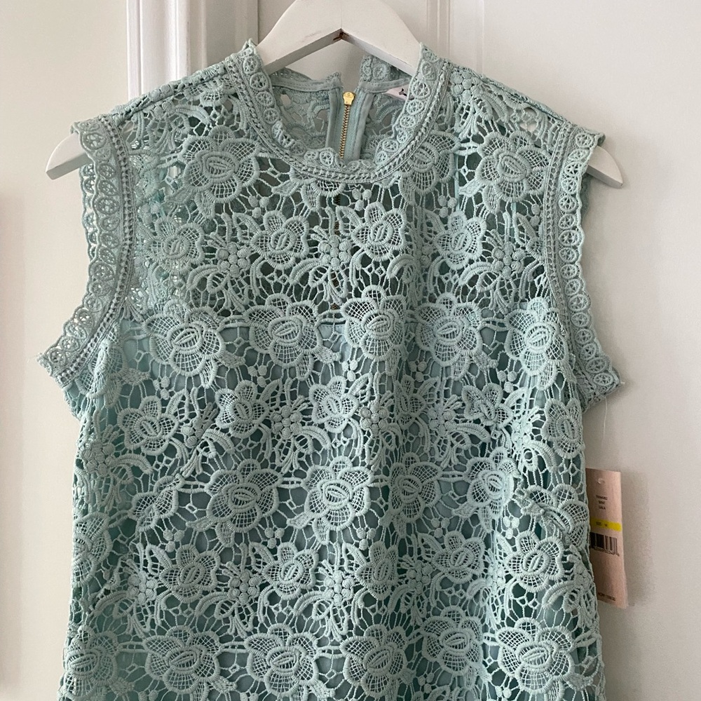NWT Nanette Nanette Lepore Mint Green Sleeveless   Lace Blouse/Tops $98, size M